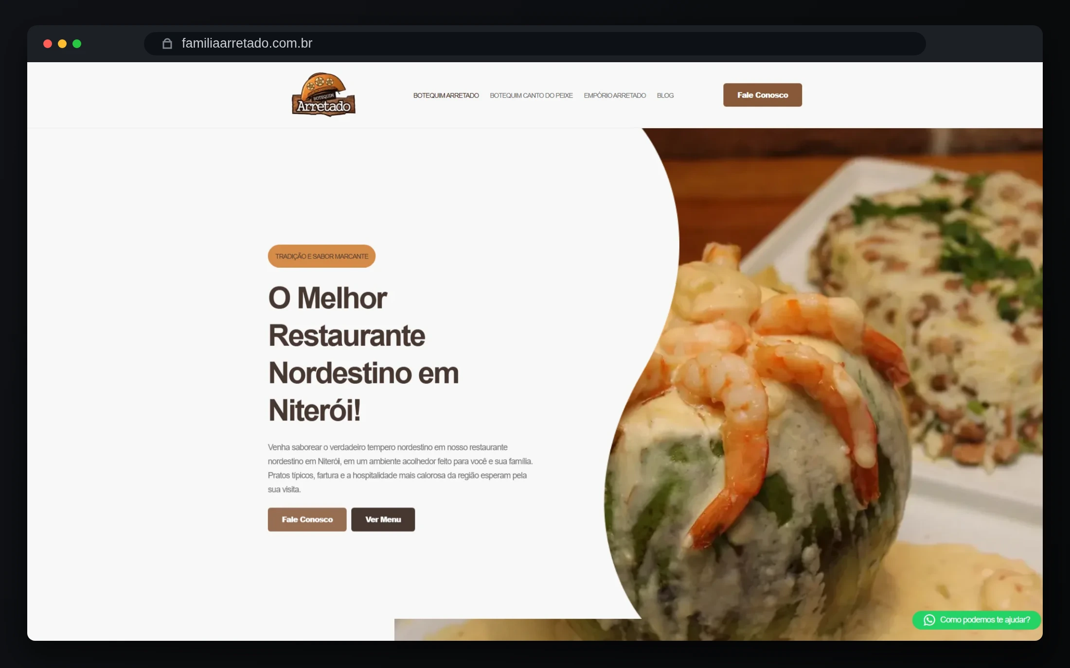 Botequim Arretado restaurant website home page